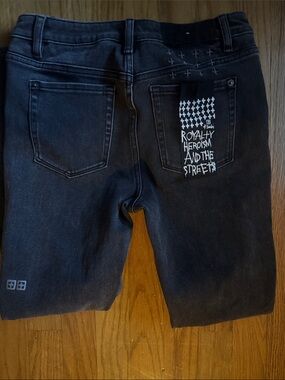 Ksubi Black Straight-Leg Jeans with White Back-Pocket Graphic